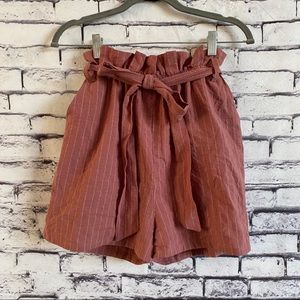 Fashion On Earth Striped Paper Bag Shorts